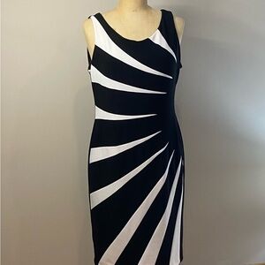 Joseph Ribkoff Black & White Abstract Bodycon Dress | Size 14